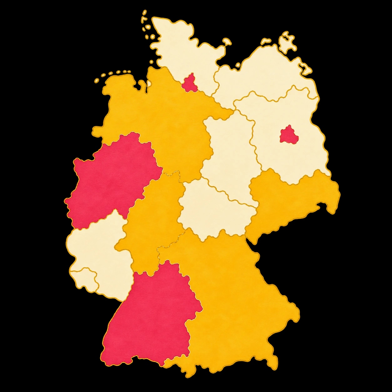 Standortregionen in Deutschland: Berlin, Hamburg, Nordrhein-Westfalen und Baden-Württemberg mit Careship Ambulant; weitere Standorte in Bayern, Hessen, Niedersachsen und Sachsen.